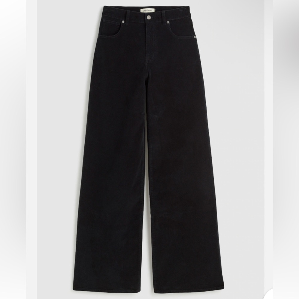 NWT Madewell Superwide-Leg Corduroy Pants size 26 in Black NT151